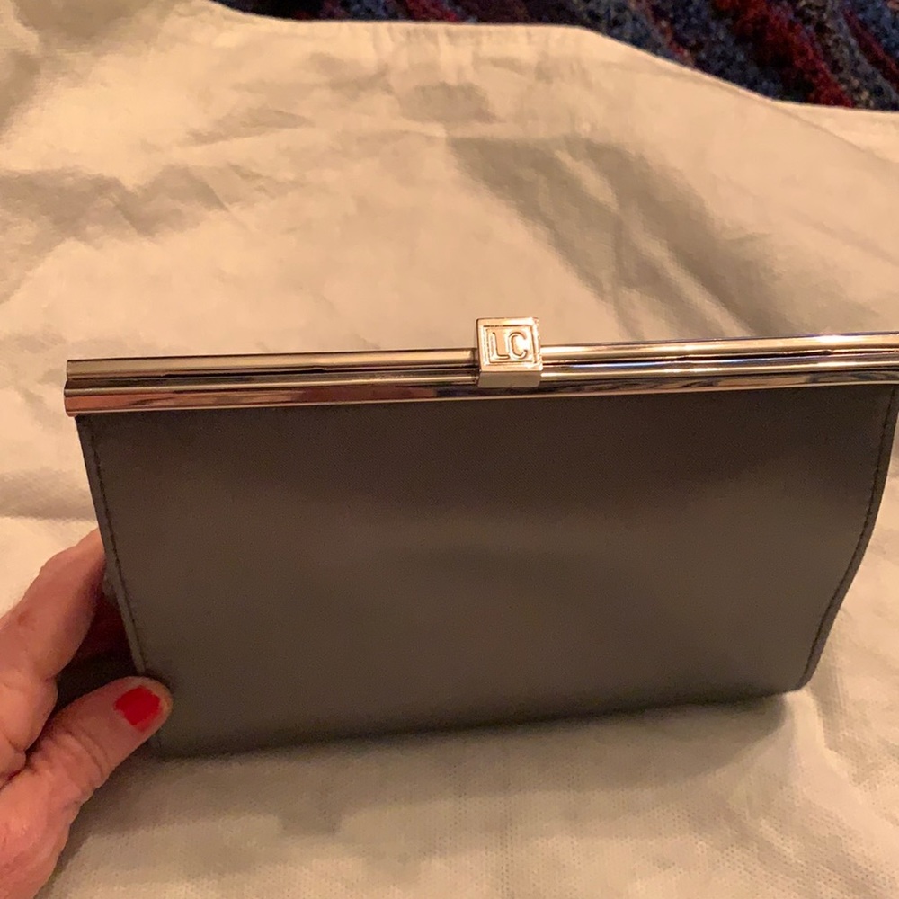 LC Gray Satin Evening Bag.